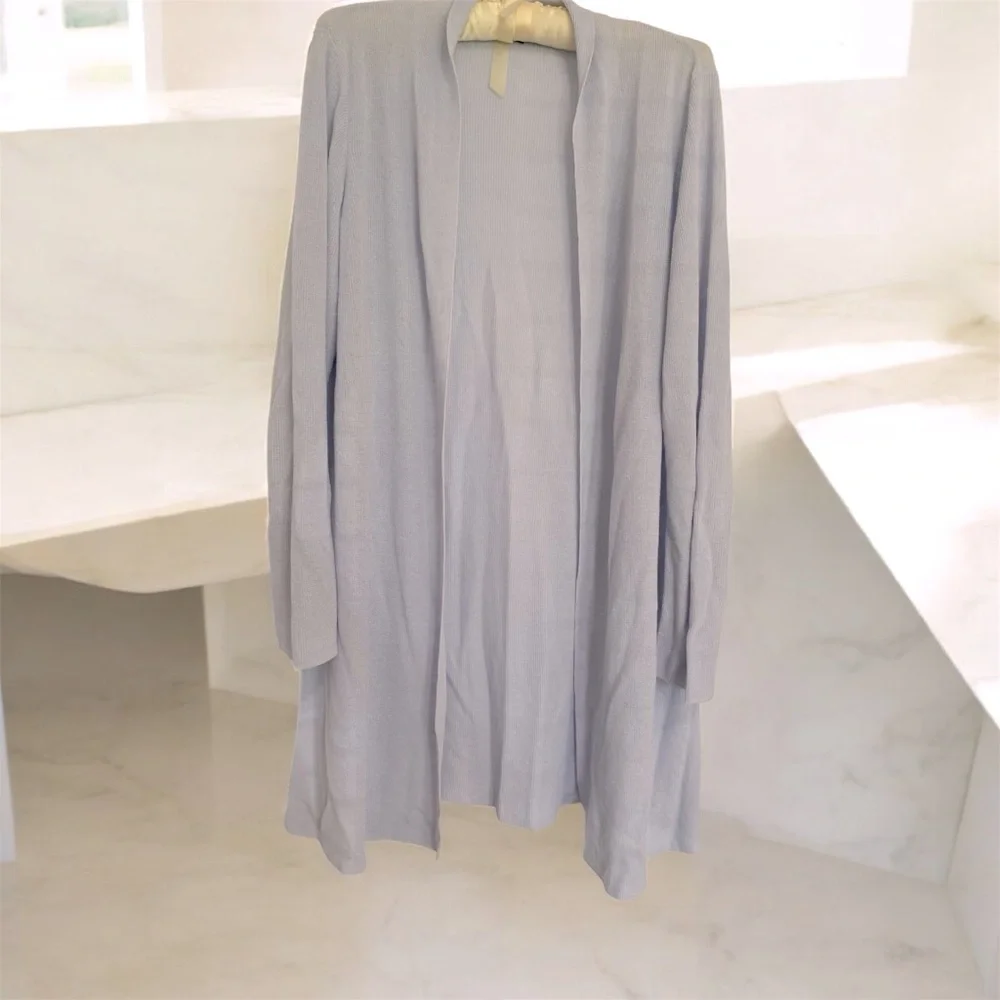 Eileen Fisher organic linen organic cotton Light blue Gray Open Front Cardigan - Picture 1 of 4